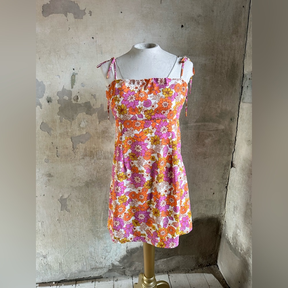 Altar'd State Floral Mini Dress - Pink, Orange, White
